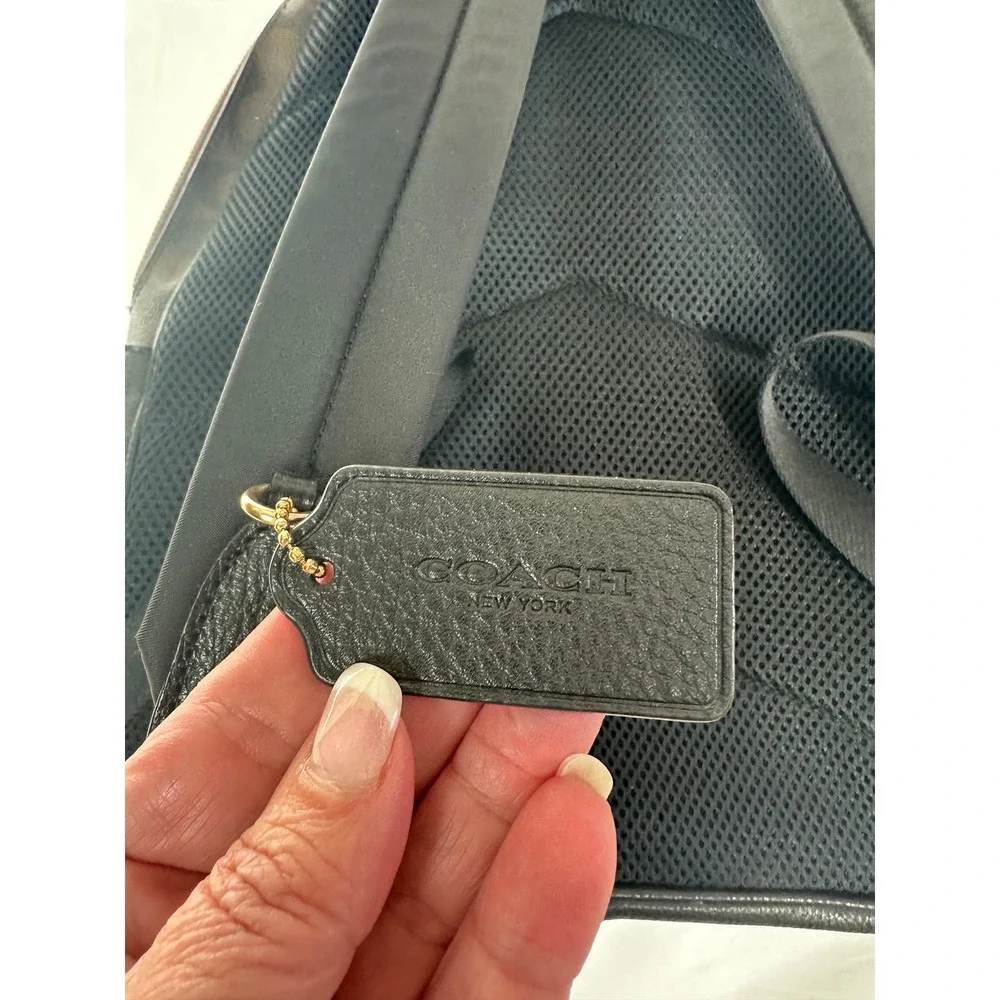 Coach Court Backpack‎ Signature Canvas Black Brown Leather E2221-5695
